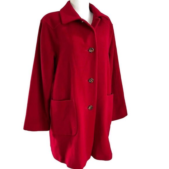 Vintage Talbots Red Wool Blend Coat Size 8 Overcoat Peacoat Patch pockets Lined - Picture 5 of 13
